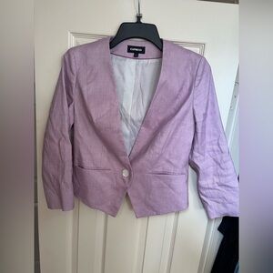 Express Lavender Cropped Blazer | Linen Look | Spring Workwear